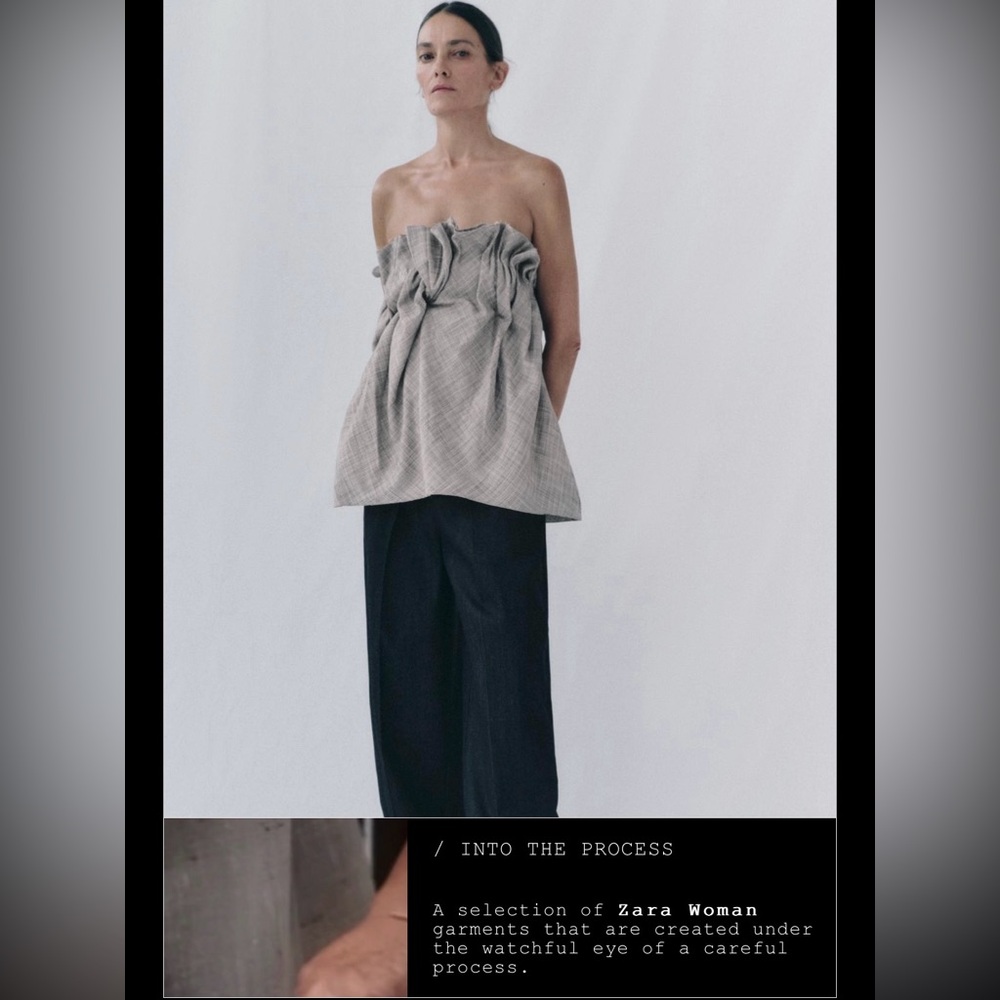 Zara elegant pleated strapless top ZW. Perfect for a chic look.